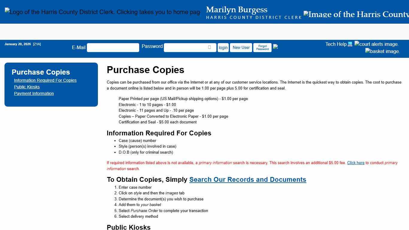 Office of Harris County District Clerk - Marilyn Burgess | Purchase Copies