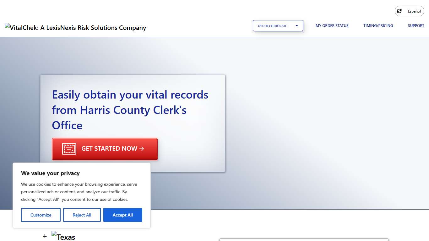 Harris County Clerk's Office (TX) | Order Certificates - VitalChek